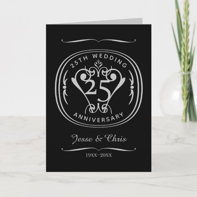 25. Hochzeitstag Faltenkarte Karte (Vorderseite)