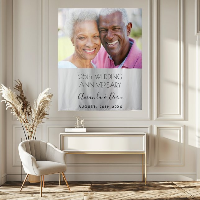 25. Hochzeitstag Foto silber elegant Wandteppich (Von Creator hochgeladen)