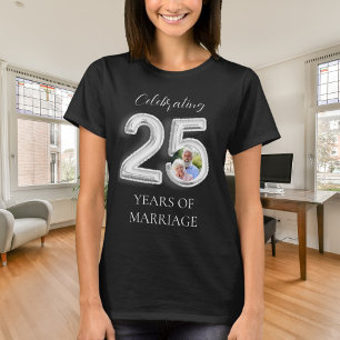 25. Hochzeitstag Foto silber schwarz T-Shirt