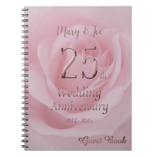 25. Hochzeitstag Gästebuch Rosa Rose Notizblock