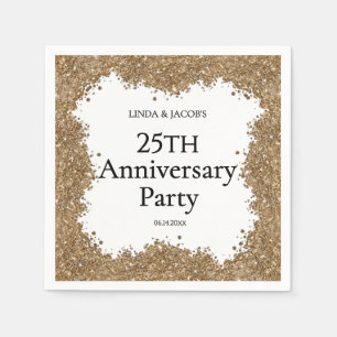 25. Hochzeitstag Gold Faux Glitter  Serviette