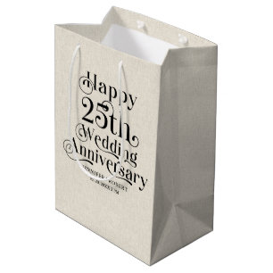 25. Hochzeitstag Gold Typografie Mittlere Geschenktüte