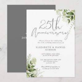 25. Hochzeitstag Grünzeug Silber Schrift Einladung