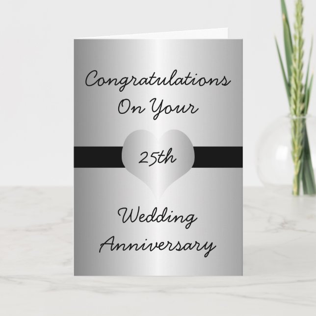 25. Hochzeitstag Grußkarte Silbernes Herz Karte (Vorderseite)
