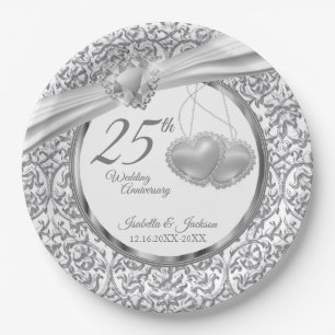 25. Hochzeitstag - Herz Pappteller
