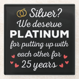 25. Hochzeitstag I - Silver Funny Couple Glasuntersetzer