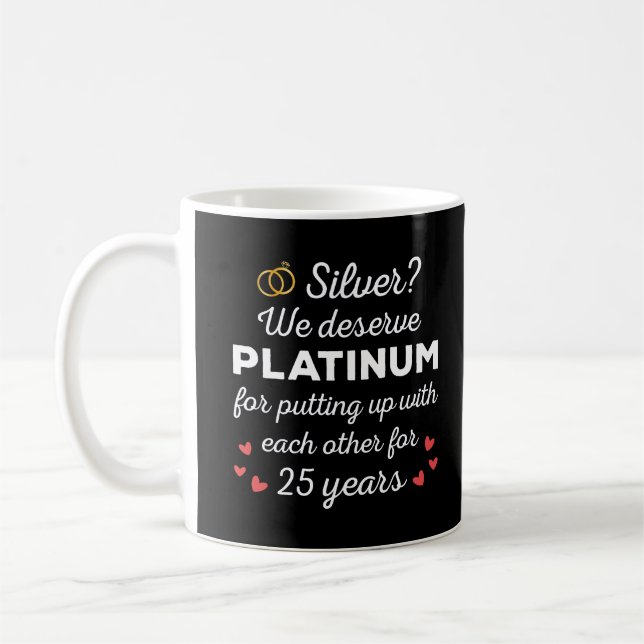 25. Hochzeitstag I - Silver Funny Couple Kaffeetasse (Links)
