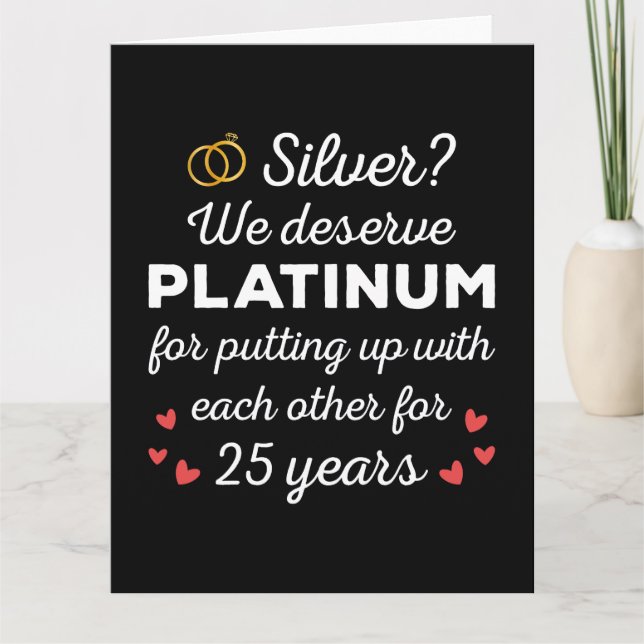 25. Hochzeitstag I - Silver Funny Couple Karte (Vorderseite)