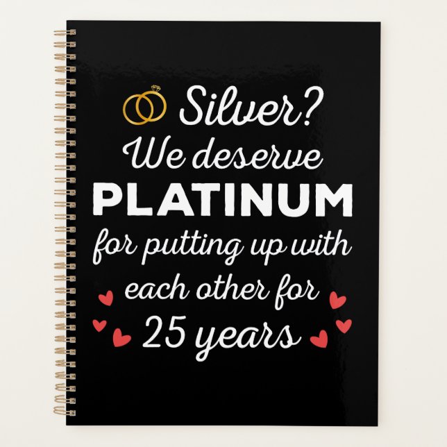 25. Hochzeitstag I - Silver Funny Couple Planer (Vorderseite)