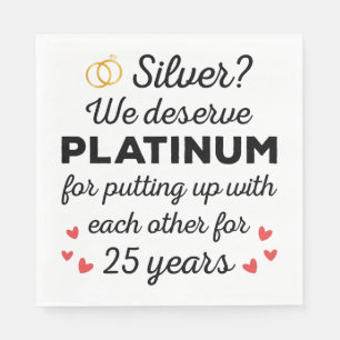 25. Hochzeitstag I - Silver Funny Couple Serviette