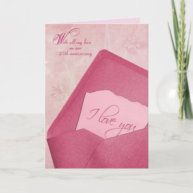 25. Hochzeitstag in Umschlag Feiertagskarte (Vorderseite)