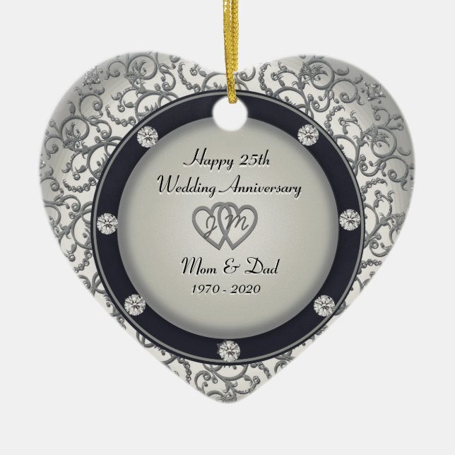 25. Hochzeitstag Keramikornament (Vorne)