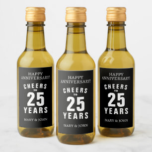 25. Hochzeitstag Mini Weinflaschen Etiketten