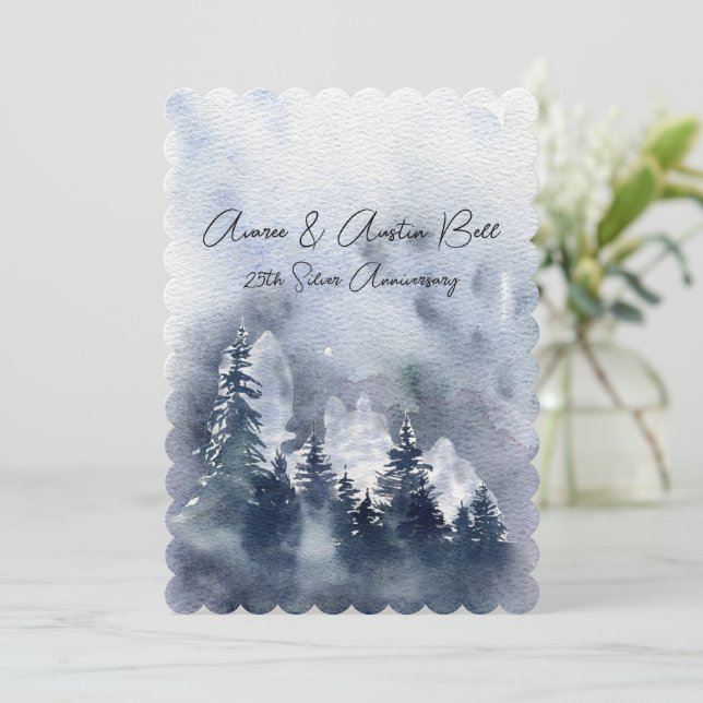 25. Hochzeitstag Navy Forest and Mountain (Stehend Vorderseite)