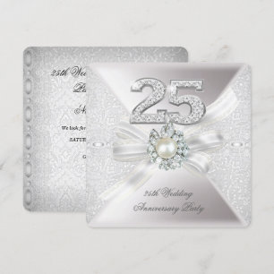 25. Hochzeitstag Party Pearl Silver Einladung