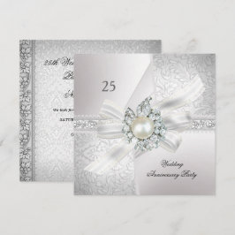 25. Hochzeitstag Party Pearl White Silver Einladung