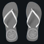 25. Hochzeitstag Personalisiert Flip Flops<br><div class="desc">Traditionelles Grau Silber und Weiße Grenze - Perfektes Geschenk für Eltern oder Großeltern. Ein Sake,  den Sie anpassen können.</div>