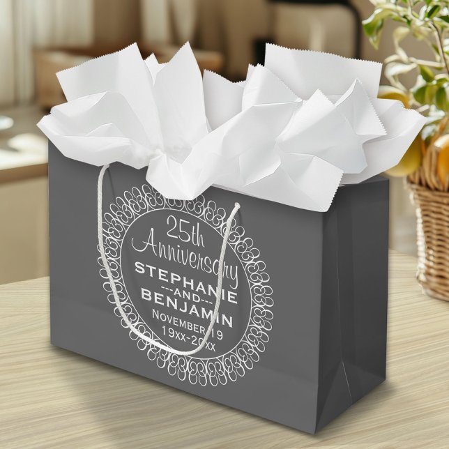 25. Hochzeitstag Personalisiert Große Geschenktüte (Custom Gift Bag)