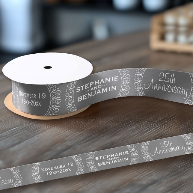 25. Hochzeitstag Personalisiert Satinband (Custom Wedding Anniversary Ribbon)