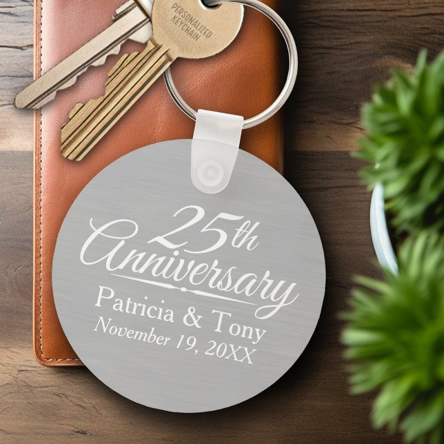 25. Hochzeitstag Personalisiert Schlüsselanhänger (Personalized Keychain - Wedding Anniversary Keyring)