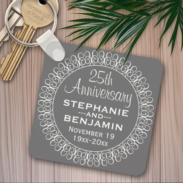 25. Hochzeitstag Personalisiert Schlüsselanhänger (Personalized keychain -Wedding Anniversary)