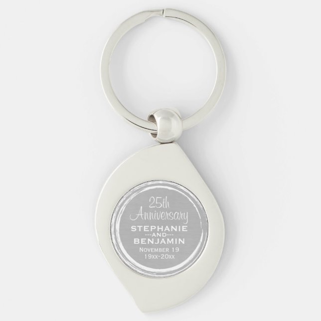 25. Hochzeitstag Personalisiert Schlüsselanhänger (Vorderseite)