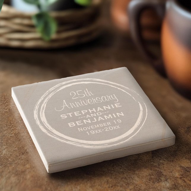 25. Hochzeitstag Personalisiert Steinuntersetzer (Custom Stone Coaster)