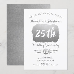 25. Hochzeitstag Personalisierte Imitate Silber Einladung