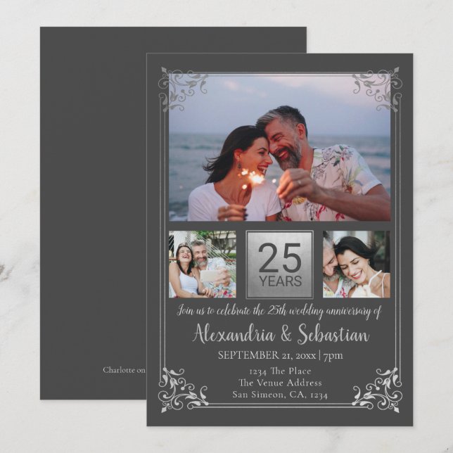 25. Hochzeitstag Personalisierter Rahmen Einladung (Vorne/Hinten)