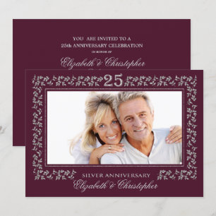 25. Hochzeitstag Pflaumensilber Foto Einladung