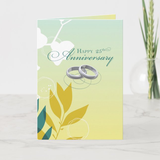 25. Hochzeitstag Religiöse Ringe auf Grün Karte (Vorderseite)