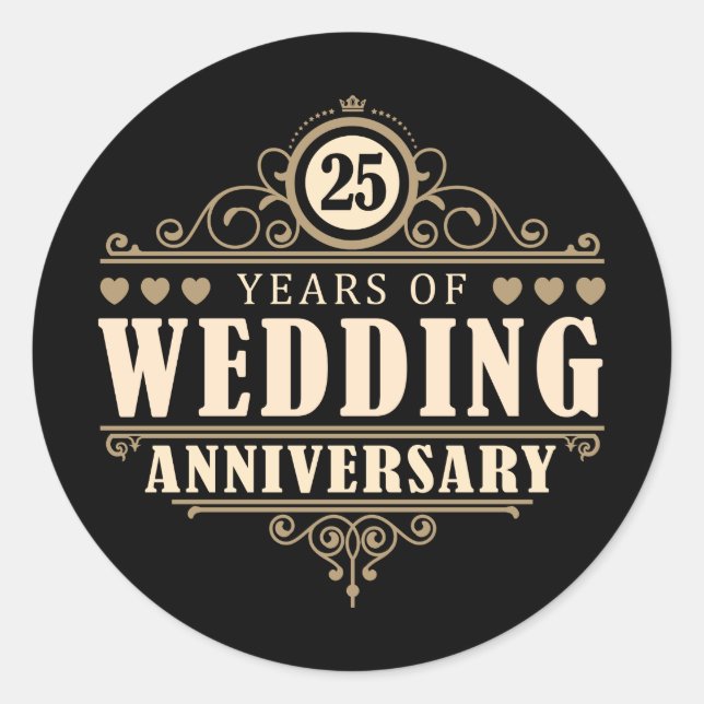 25. Hochzeitstag Runder Aufkleber (Vorderseite)