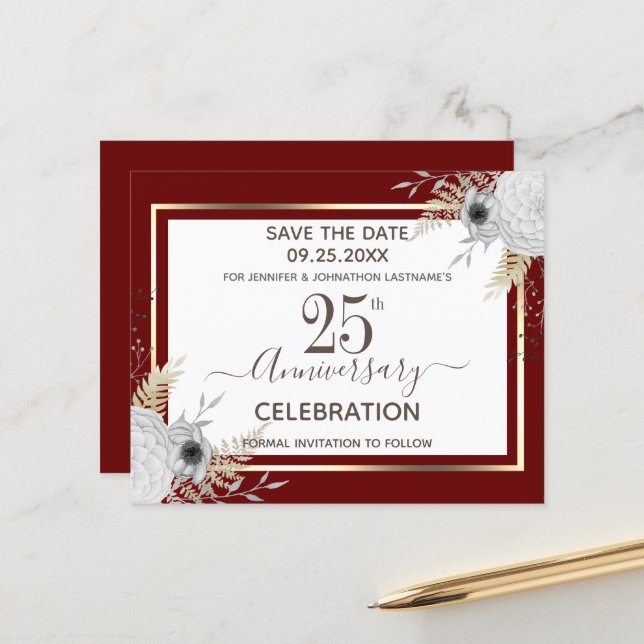 25. Hochzeitstag Save the Date (Vorderseite/Rückseite Beispiel)