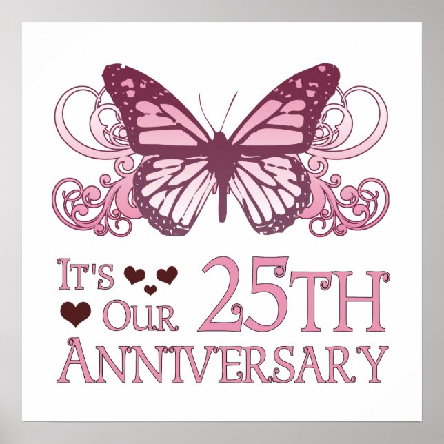 25. Hochzeitstag (Schmetterling) Poster (Vorne)