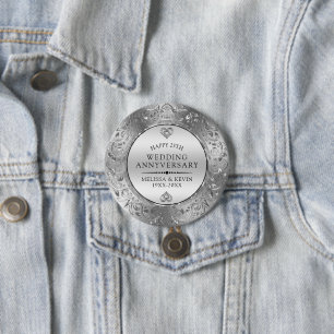 25. Hochzeitstag Shiny Bläsersilber Rahmen Button