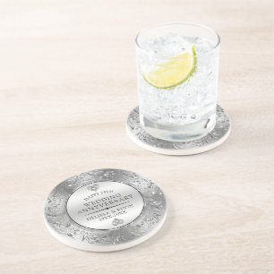 25. Hochzeitstag Shiny Bläsersilber Rahmen Getränkeuntersetzer