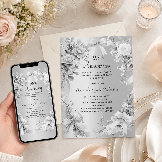 25. Hochzeitstag Silberblumenbögen Einladung (Von Creator hochgeladen)