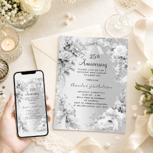 25. Hochzeitstag Silberblumenbögen Einladung