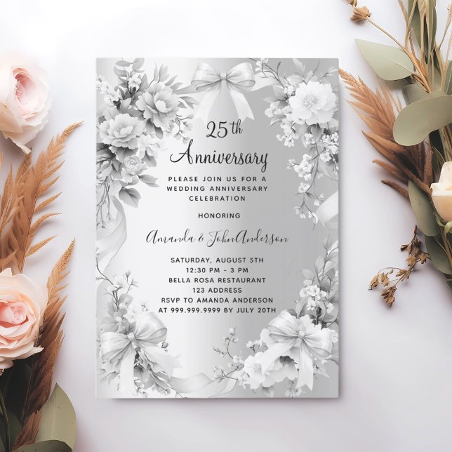25. Hochzeitstag Silberblumenbögen Einladung (Von Creator hochgeladen)