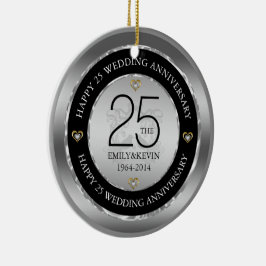 25. Hochzeitstag & Silberdesign Keramik Ornament