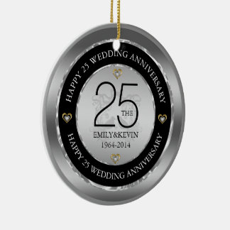 25. Hochzeitstag & Silberdesign Keramik Ornament