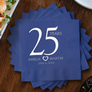 25. Hochzeitstag Silberes offenes Herz Servietten Mit Folie
