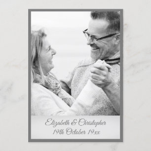25. Hochzeitstag Silberes Schwarz-weißes Foto Einladung