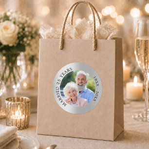 25. Hochzeitstag Silberfoto Runder Aufkleber