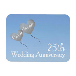 25. Hochzeitstag Silberherzballons Magnet