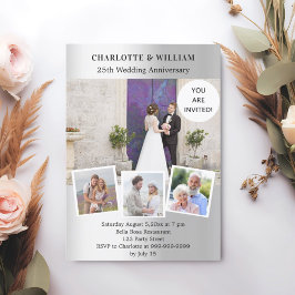 25. Hochzeitstag Silberkollage zum Foto Einladung