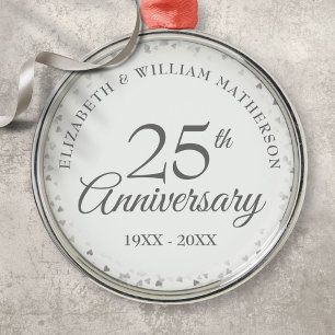 25. Hochzeitstag Silberne Herzen Ornament Aus Metall