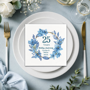 25. Hochzeitstag Silberne Hochzeitstag Blumen Serviette