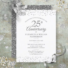 25. Hochzeitstag Silberne Liebe Herz Einladungspostkarte