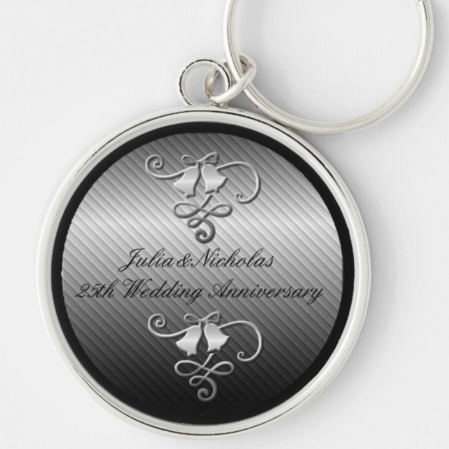 25. Hochzeitstag-silberne Schlüsselkette Schlüsselanhänger (Vorne)